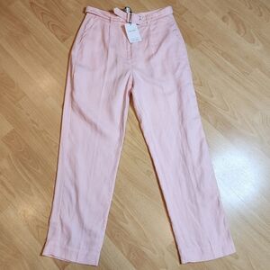 NWT & Other Stories 100% Linen Pink Belted Pants Highrise Size UK 10 EU 38 Small